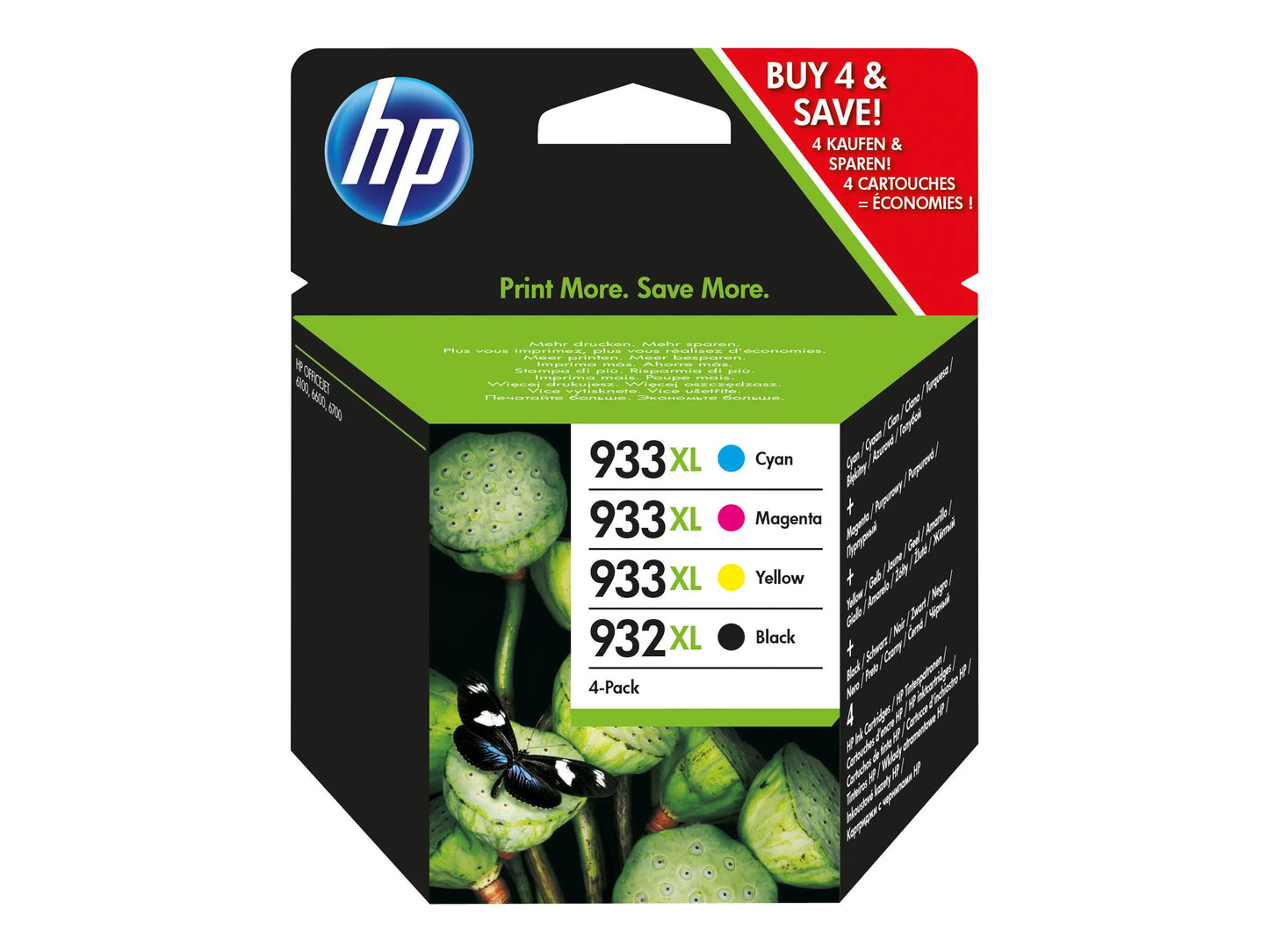 932 / 933 XL Hp ORIGINALE  PACK  4 COULEURS